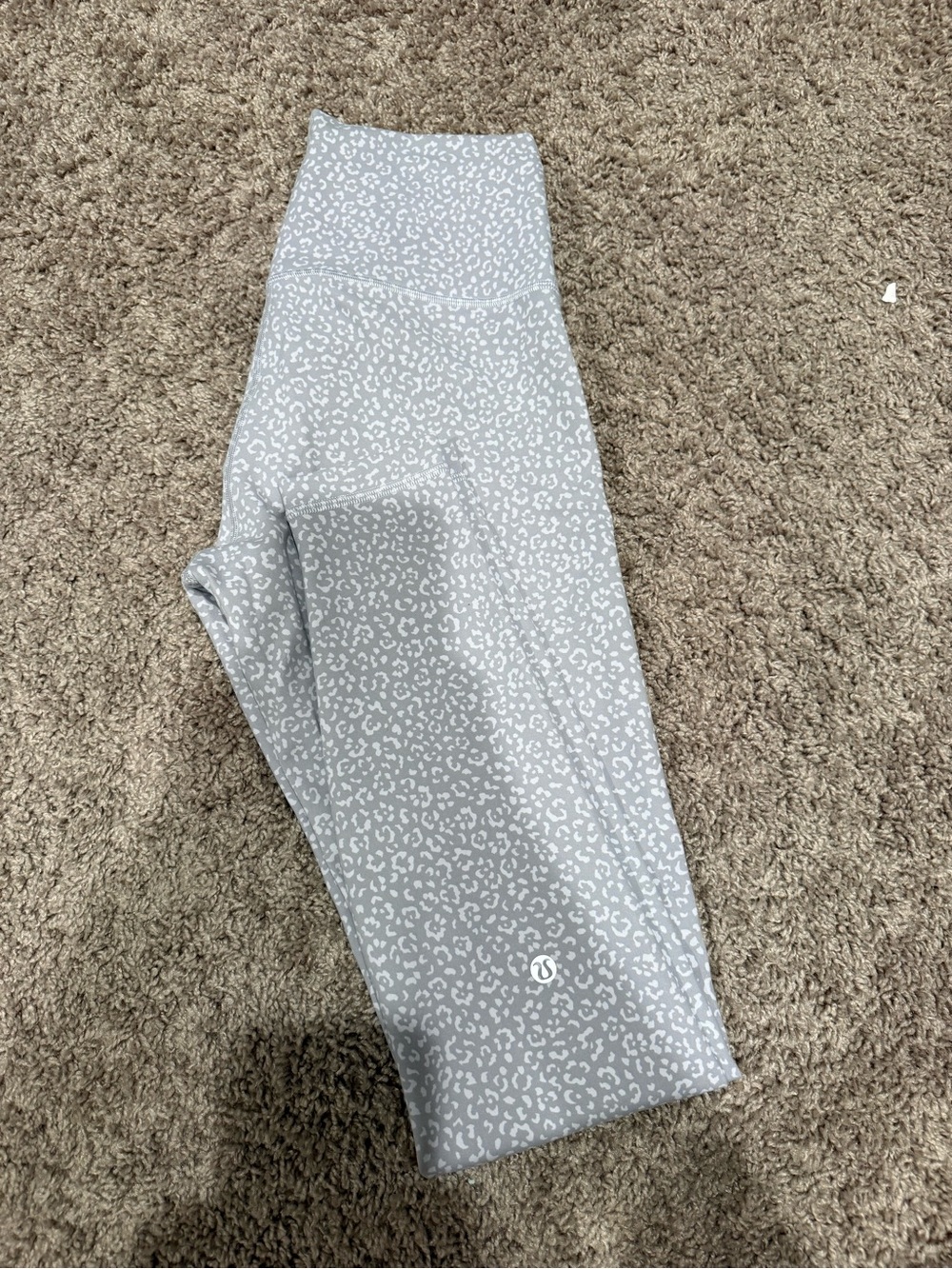 Lululemon High-Waisted Light Gray Leopard Print Leggings